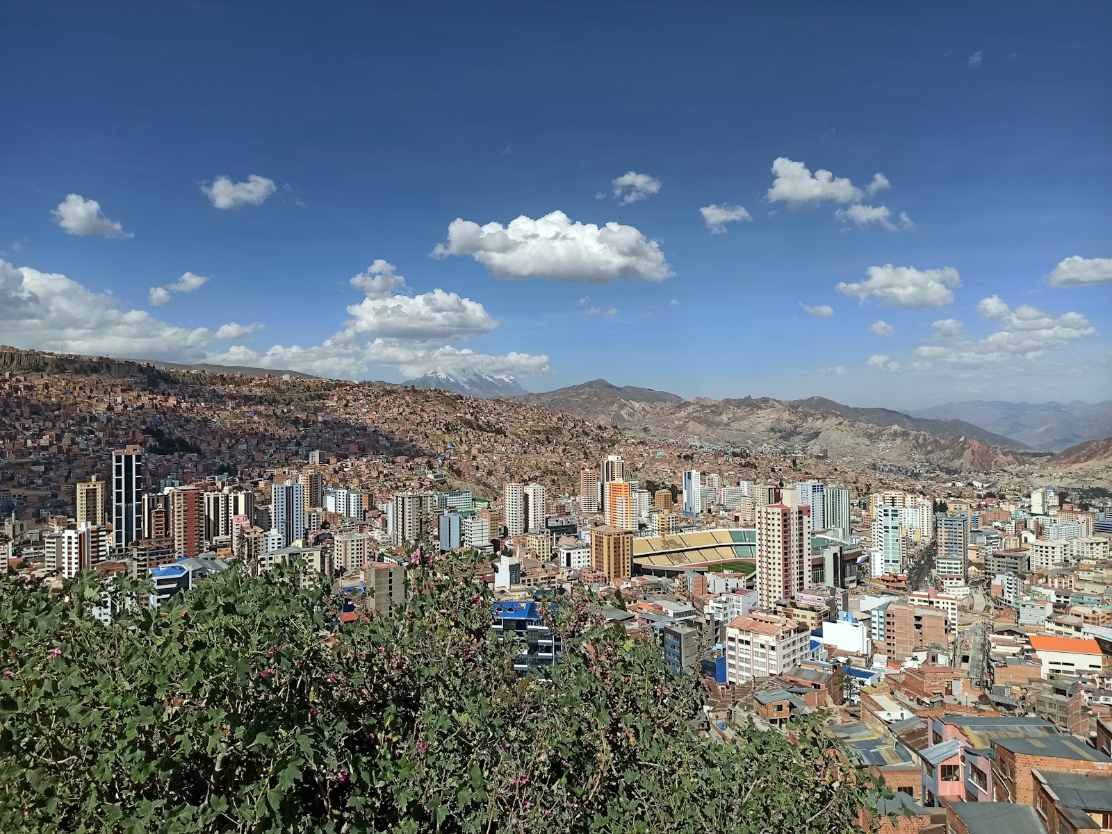 Aerial view of a Bolivian city with residential buildings
